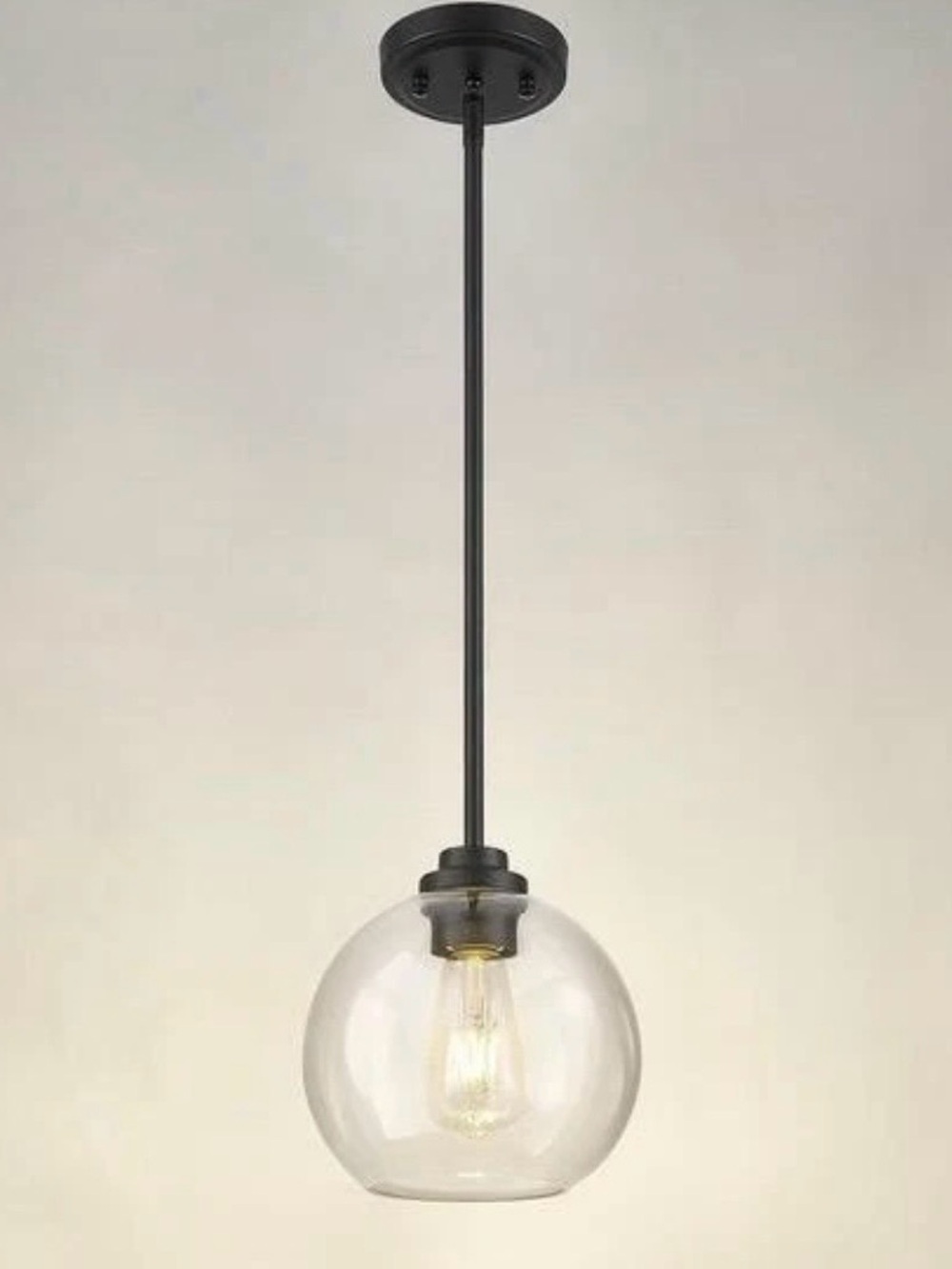 Modern Globe Glass Pendant Light in Clear and Oil-Rubbed Bronze